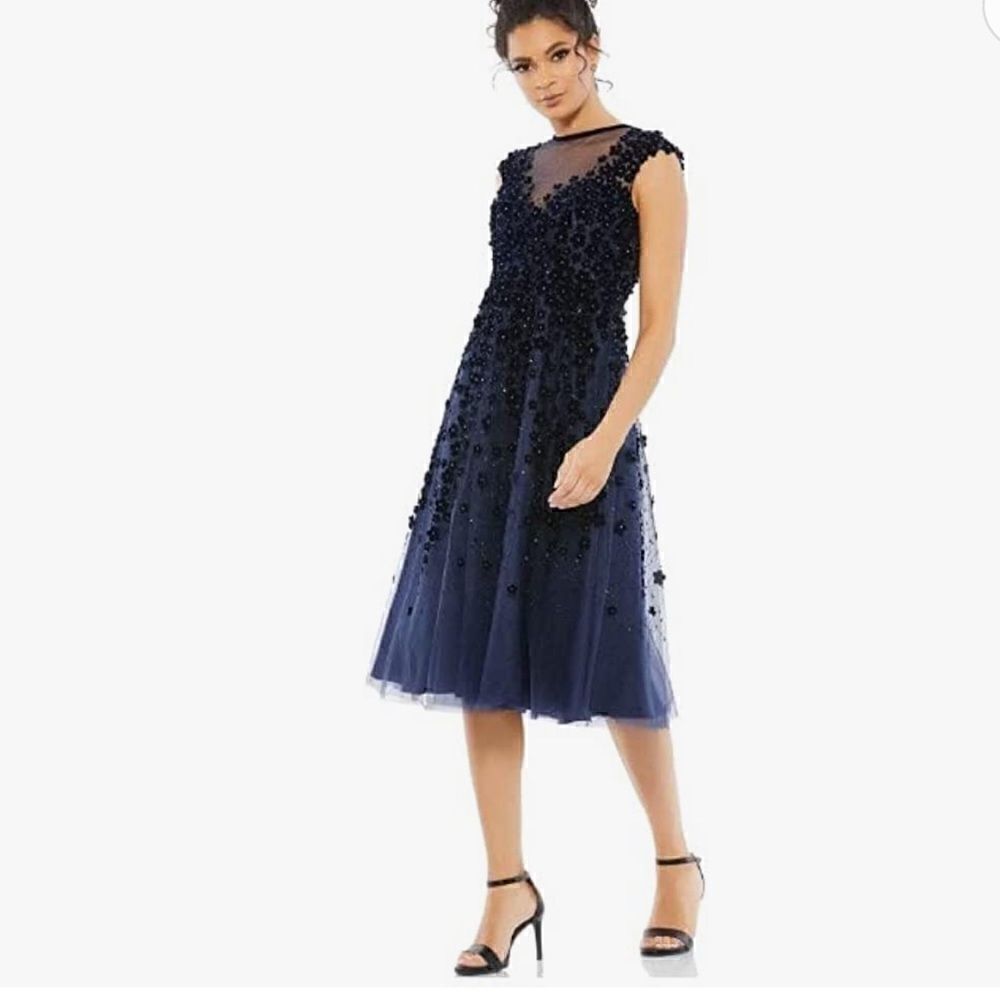 Mac Duggal 67910 Sheer Dress for Homecoming- Unique Floral Dress